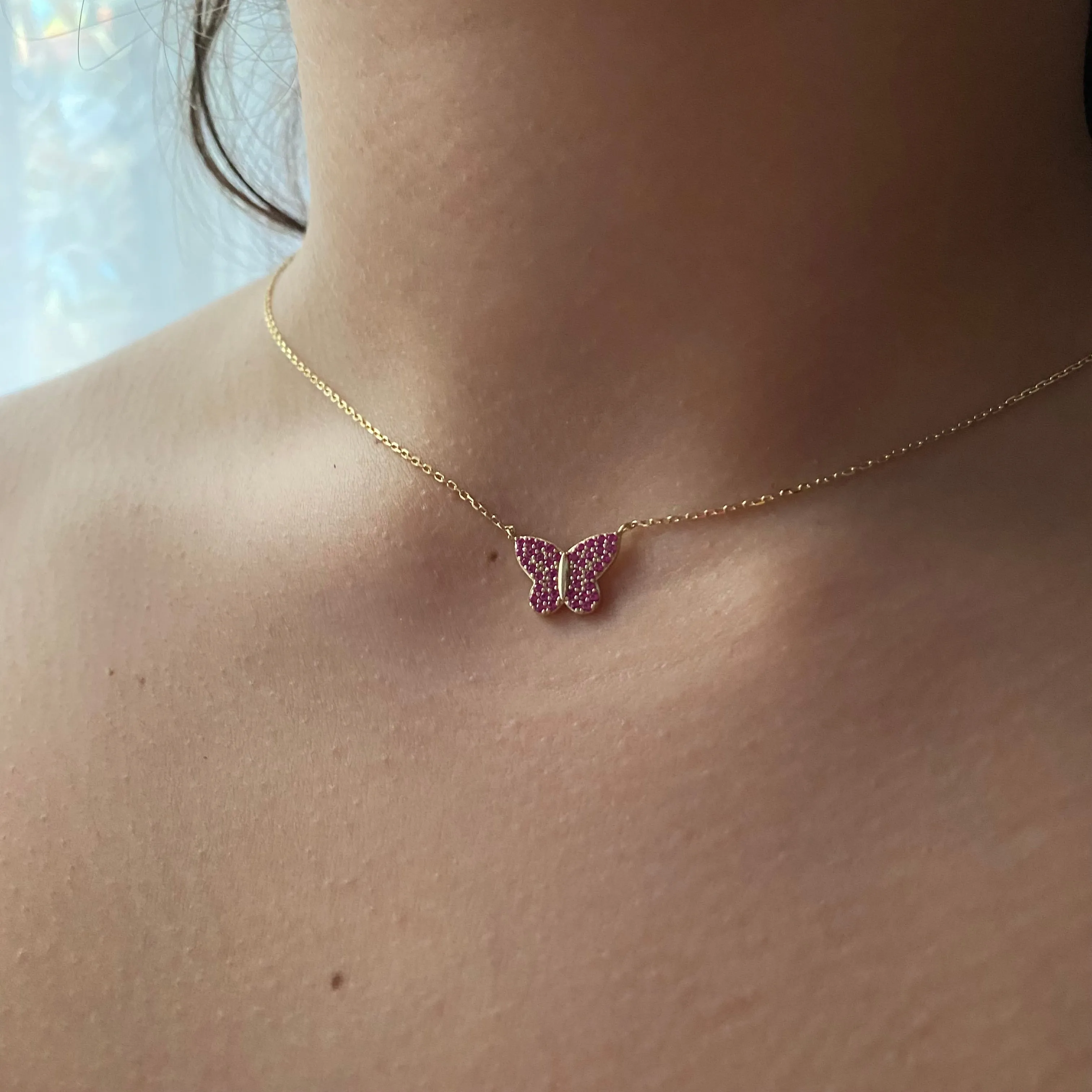 Pink Butterfly Necklace