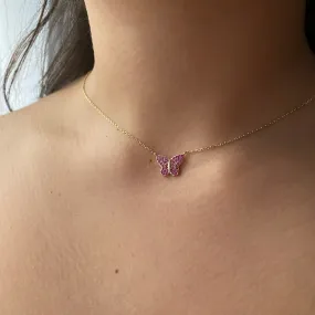 Pink Butterfly Necklace