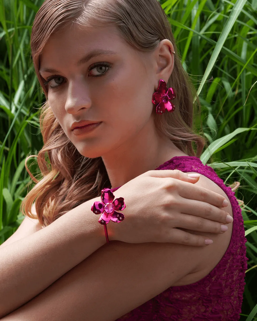 Pink Flower Prom Bracelet