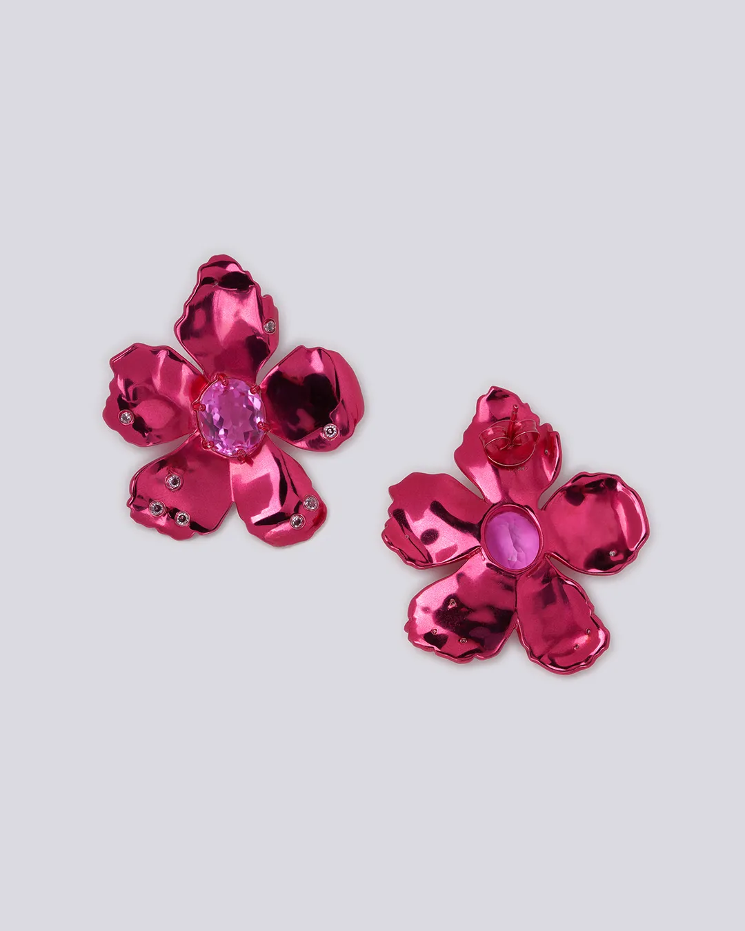 Pink Prom Flower Earrings