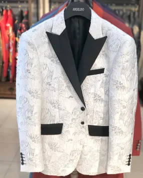 Prom Blazer - Floral White & Silver - prom - Jacket