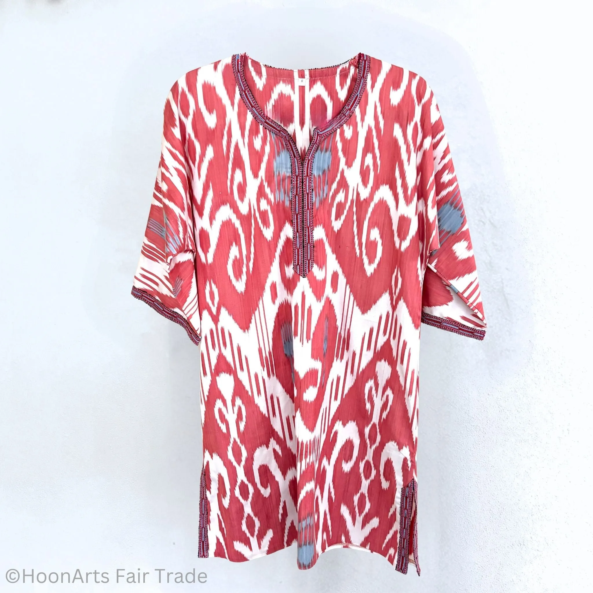 Red & White Ikat Dress-Tunic