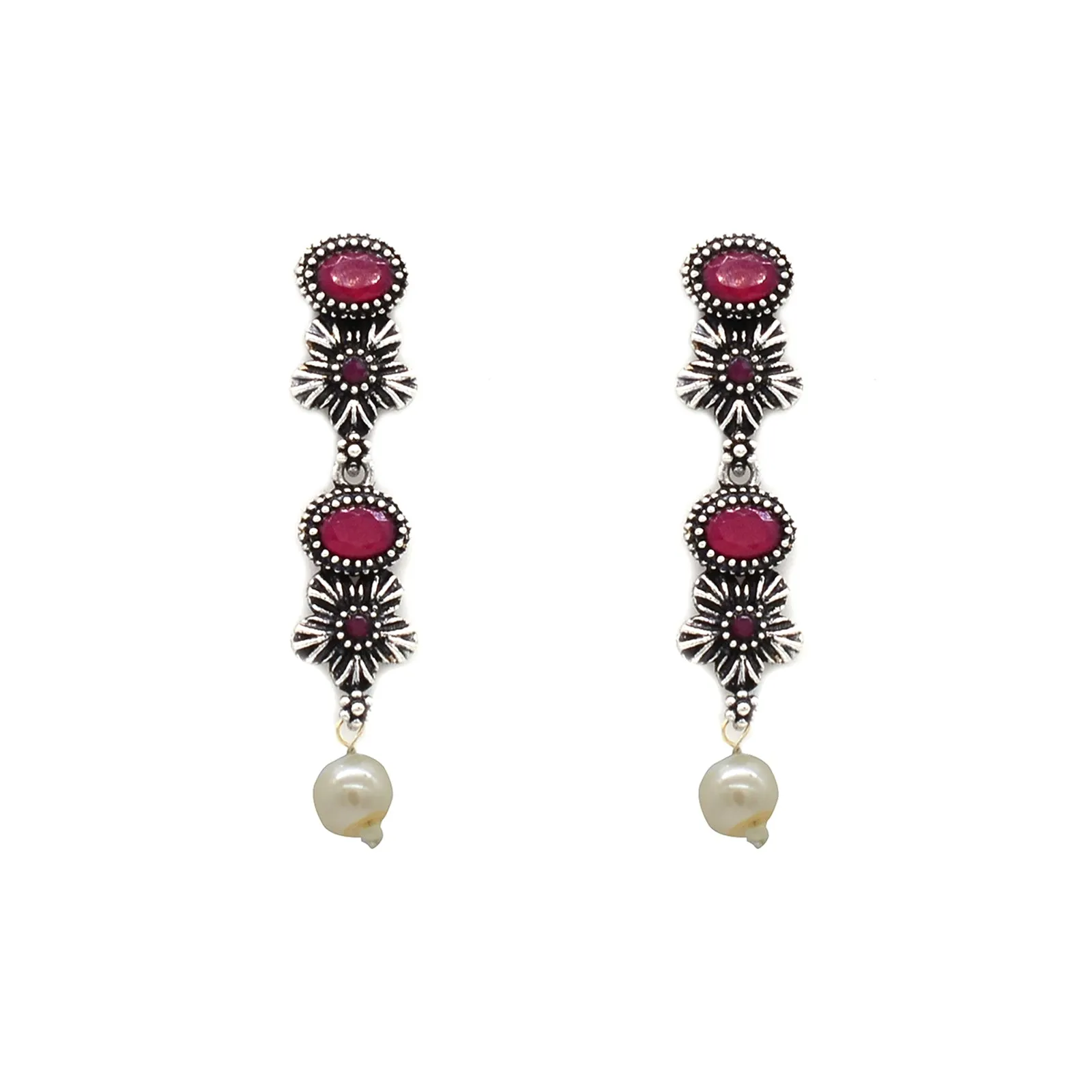 Rima Pink Silver Oxidized Jewelry Gift Set