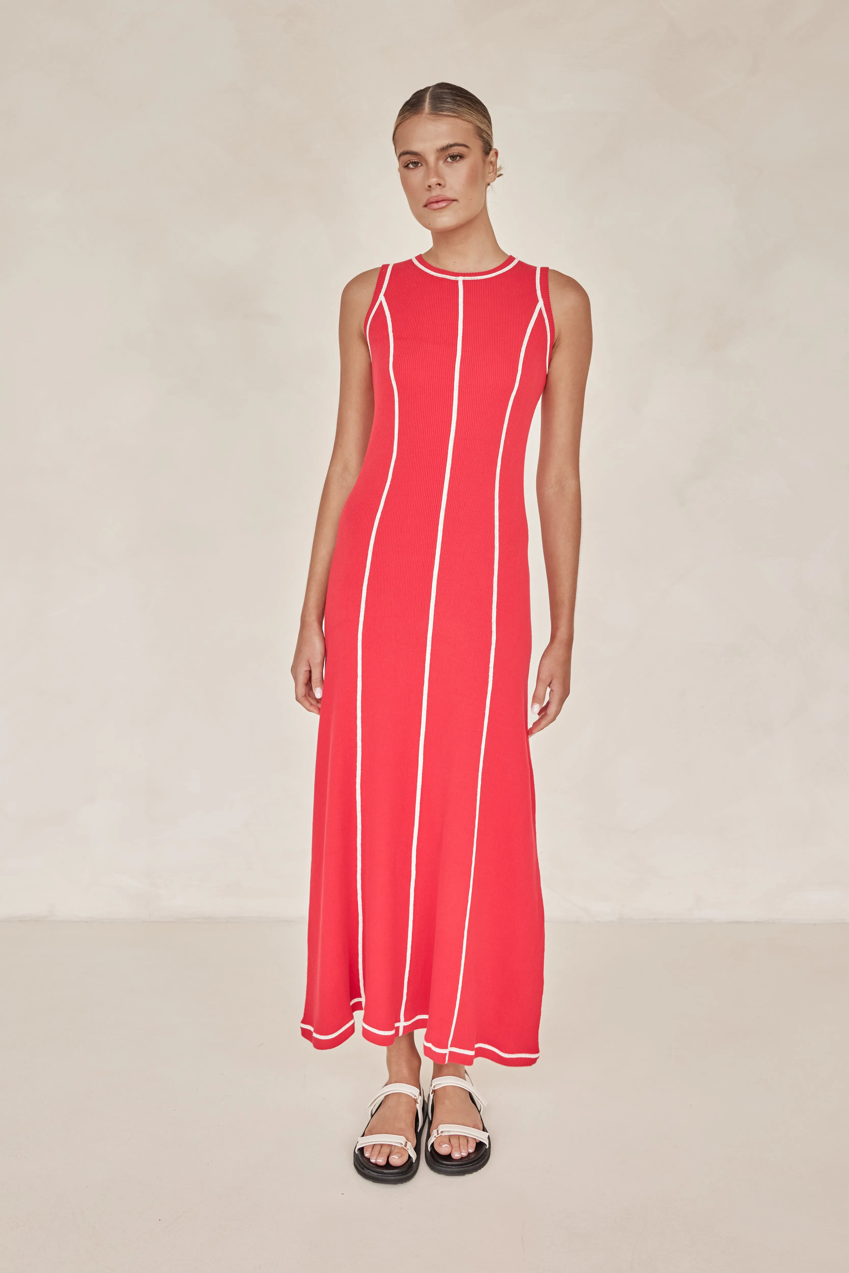 Rosalind Knit Maxi Dress (Red)