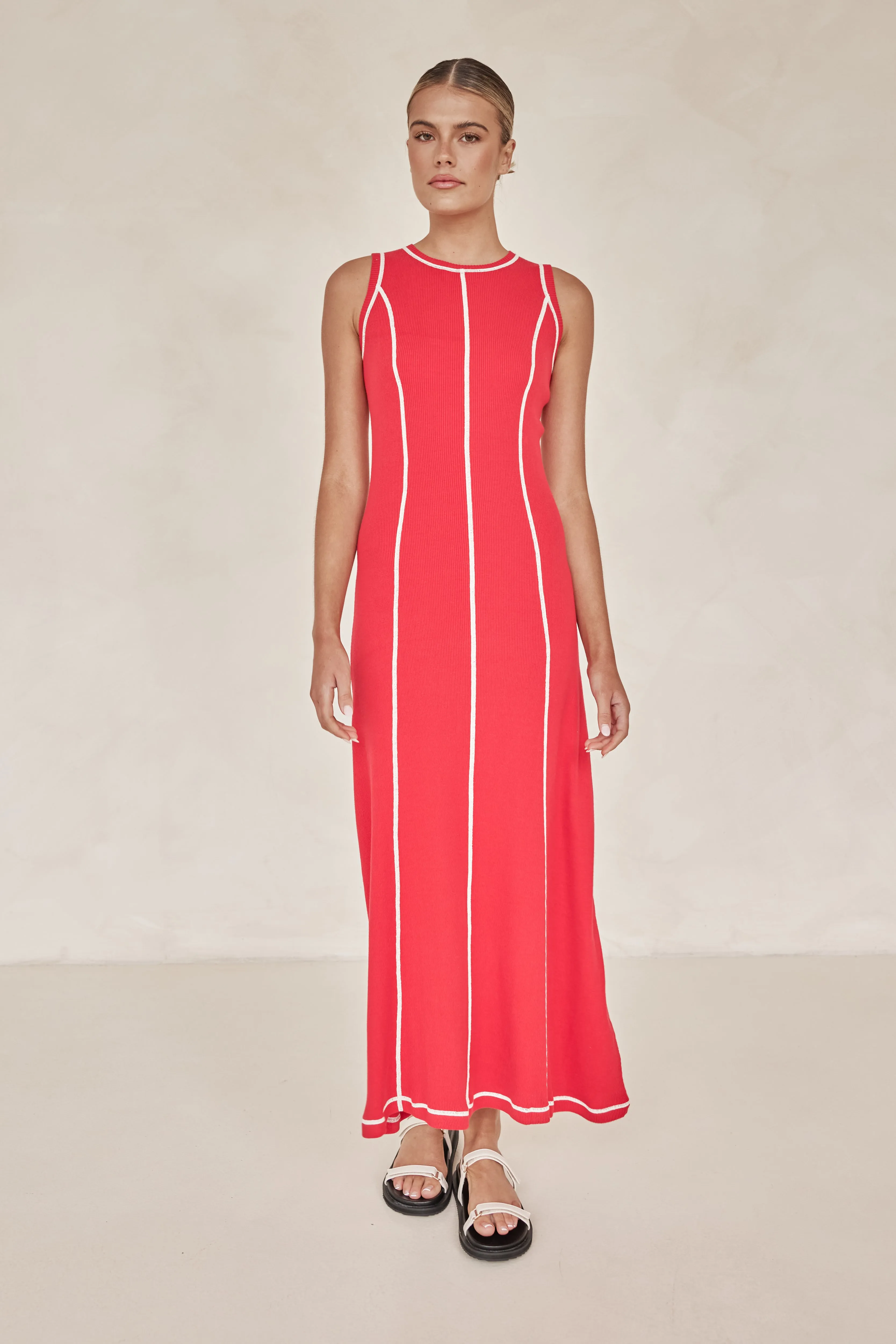 Rosalind Knit Maxi Dress (Red)