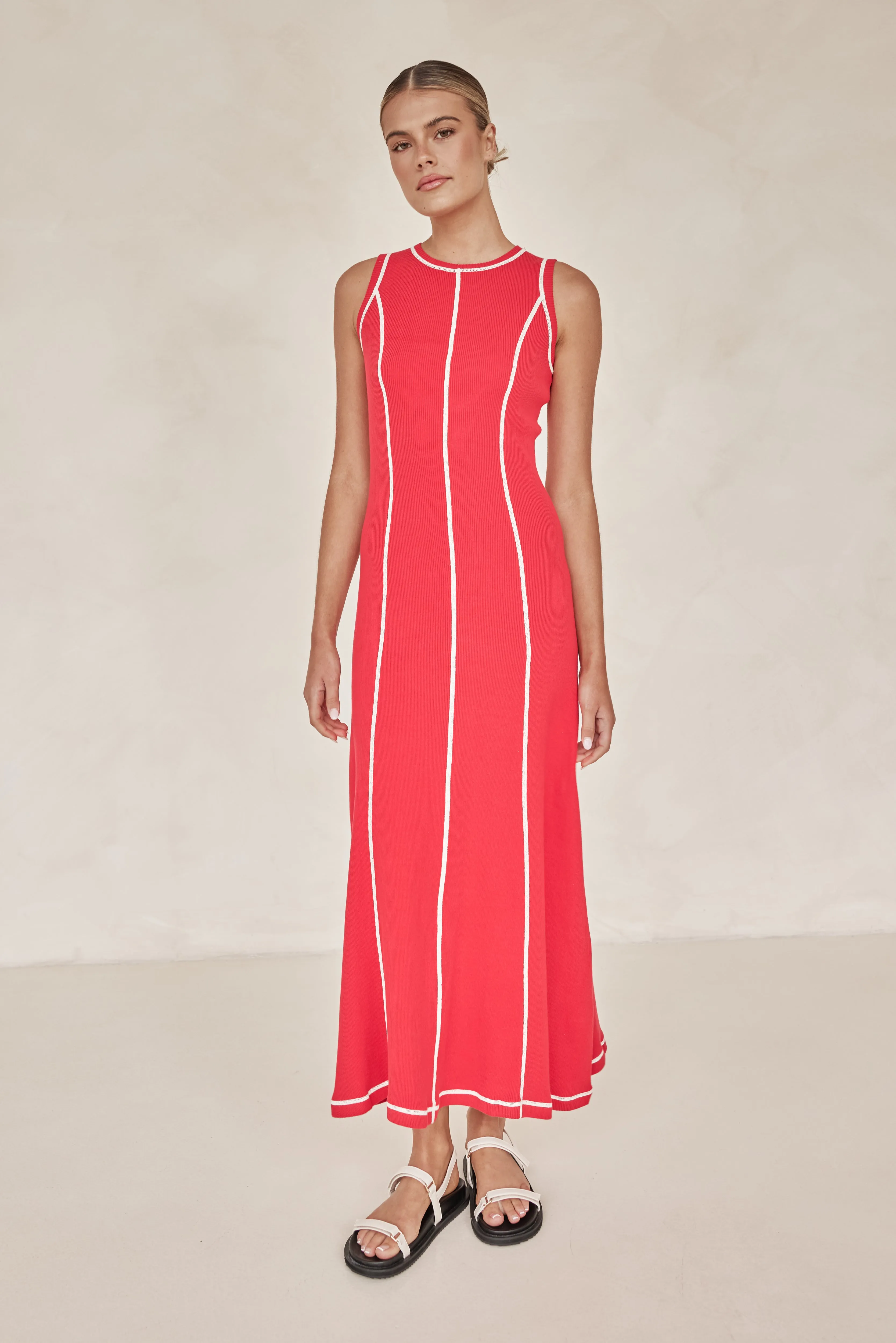 Rosalind Knit Maxi Dress (Red)