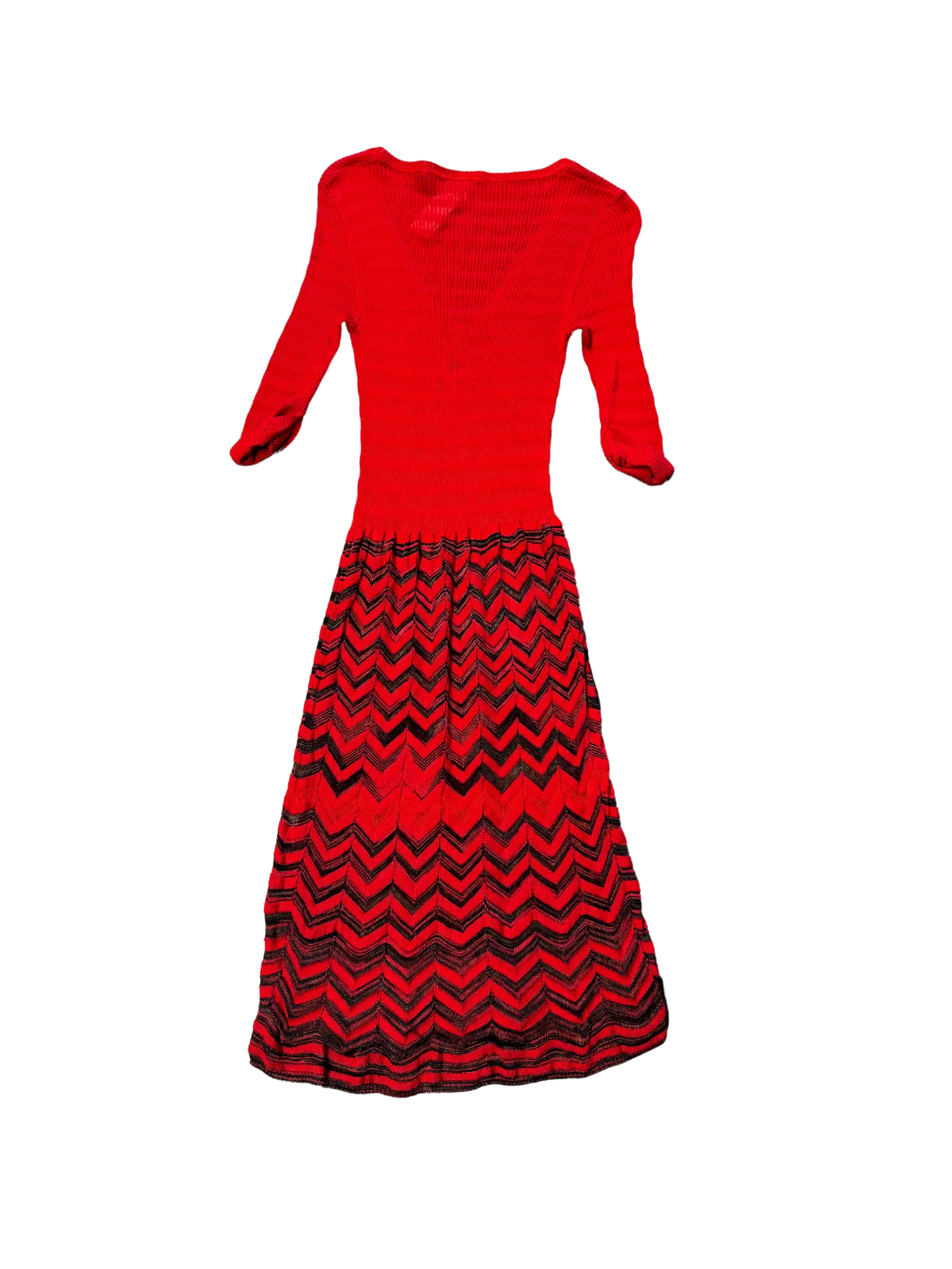 Size S - Missoni Red Knit Zig-Zag Midi Dress