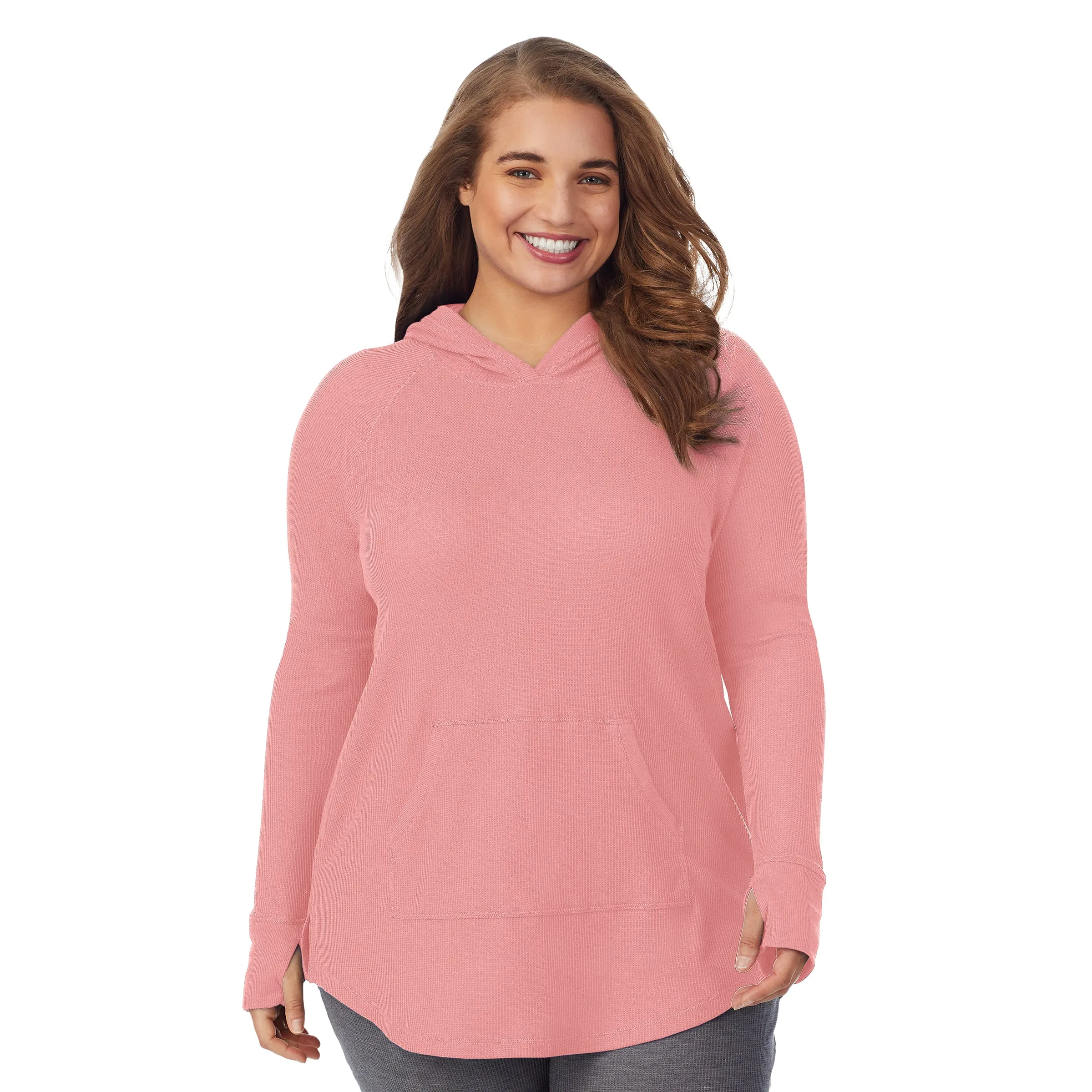 Stretch Thermal Long Sleeve Hoodie Tunic PLUS