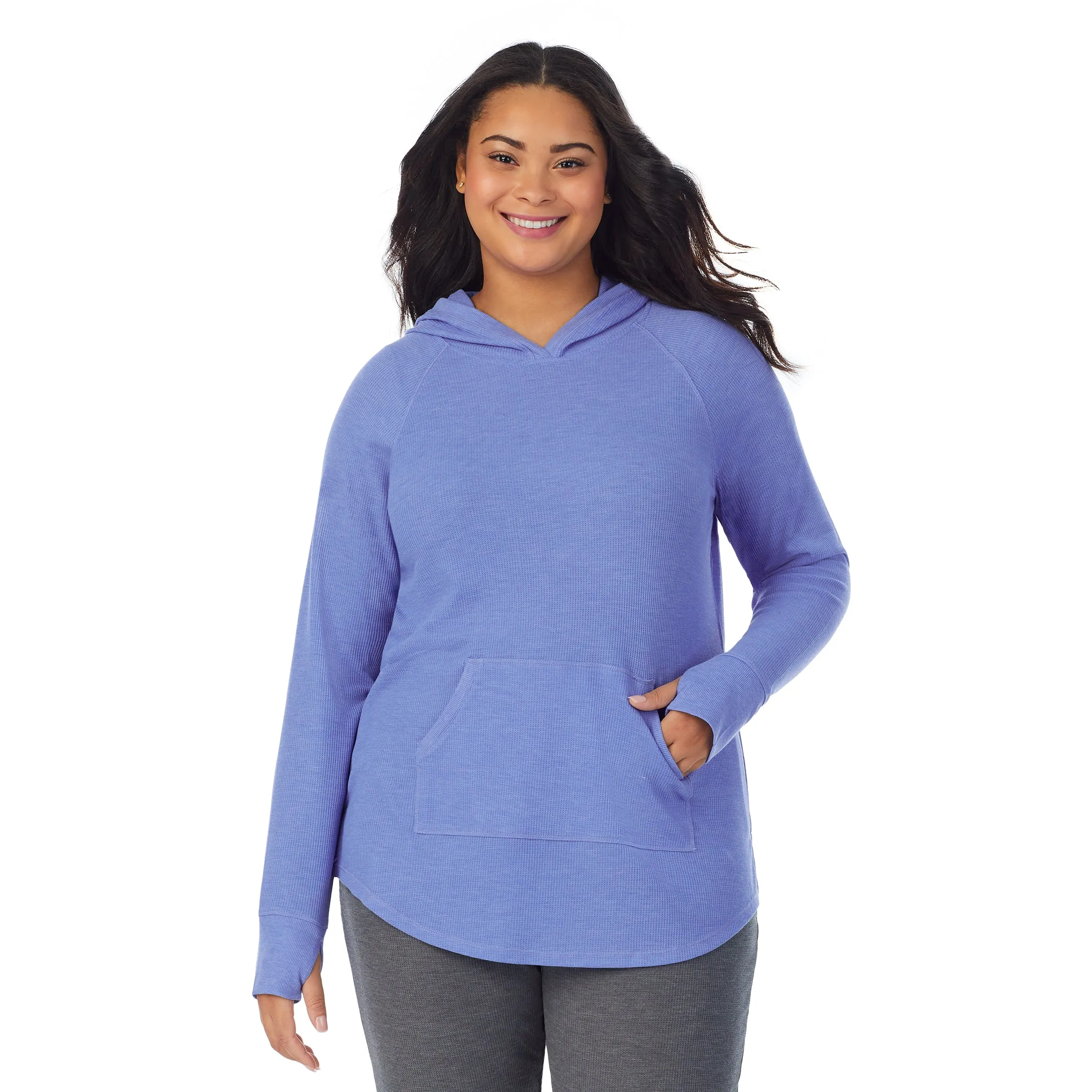 Stretch Thermal Long Sleeve Hoodie Tunic PLUS