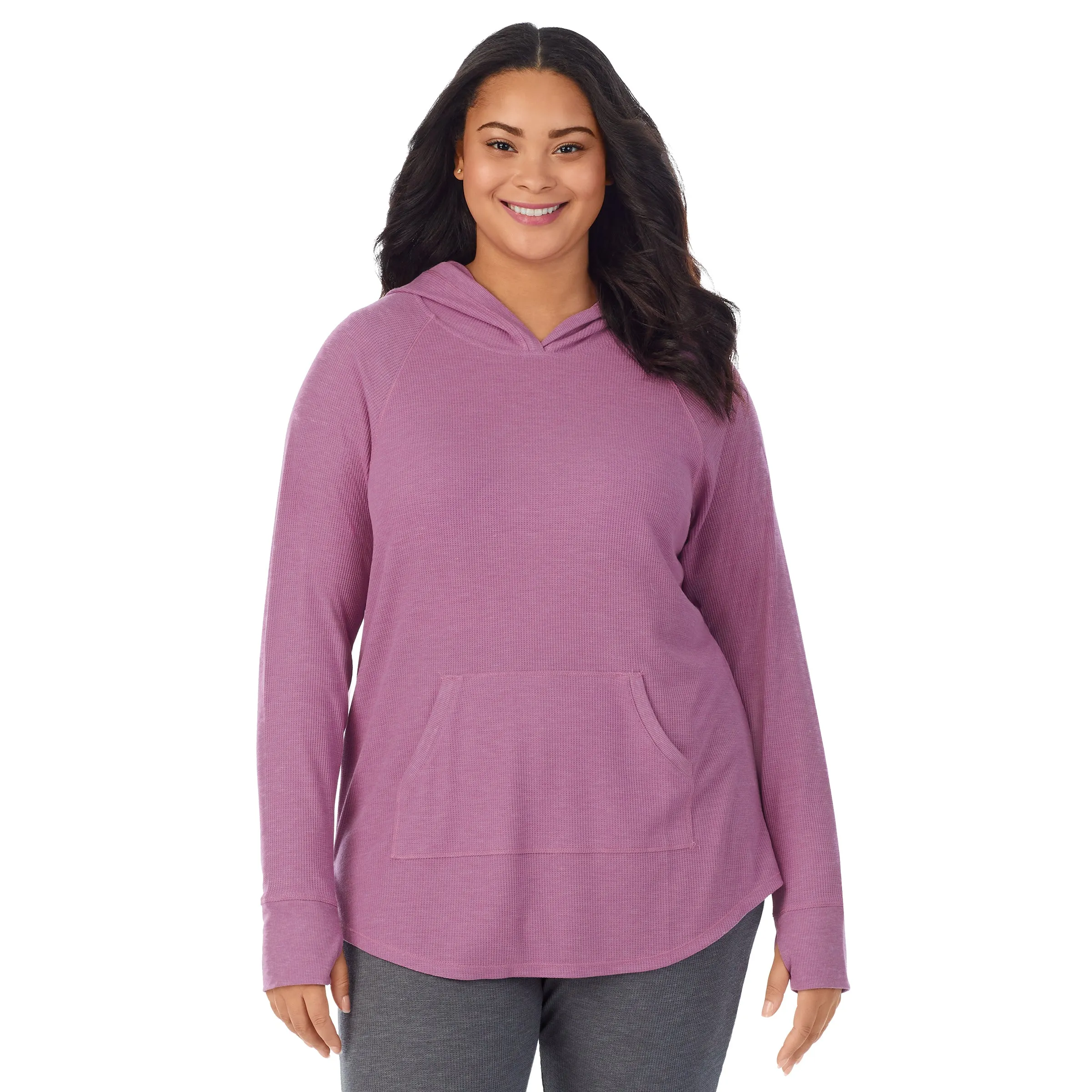 Stretch Thermal Long Sleeve Hoodie Tunic PLUS