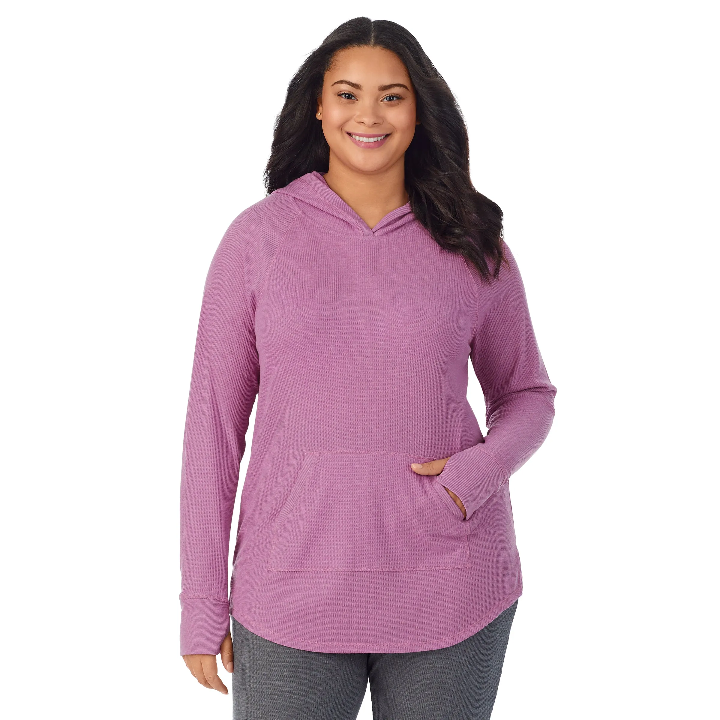 Stretch Thermal Long Sleeve Hoodie Tunic PLUS