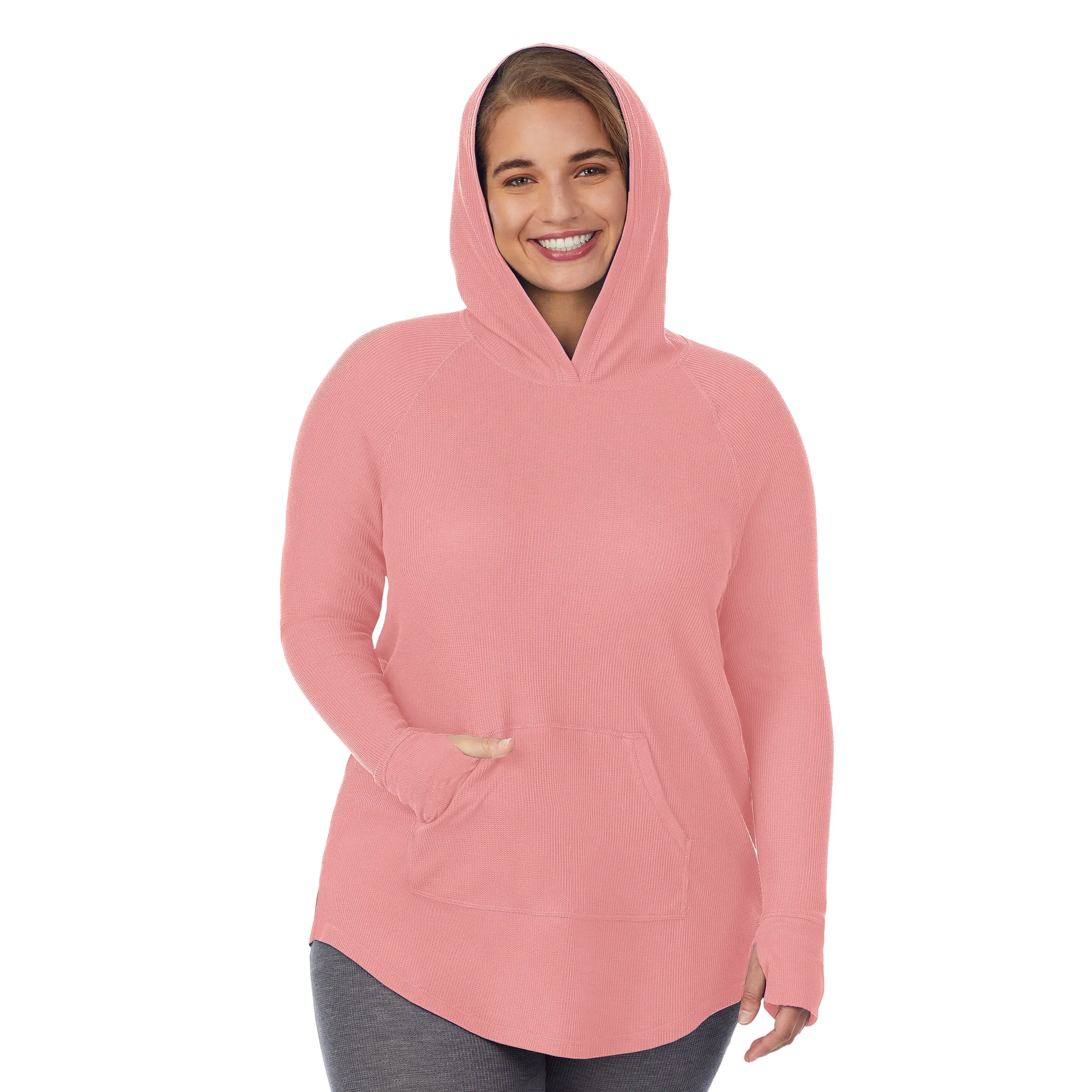 Stretch Thermal Long Sleeve Hoodie Tunic PLUS