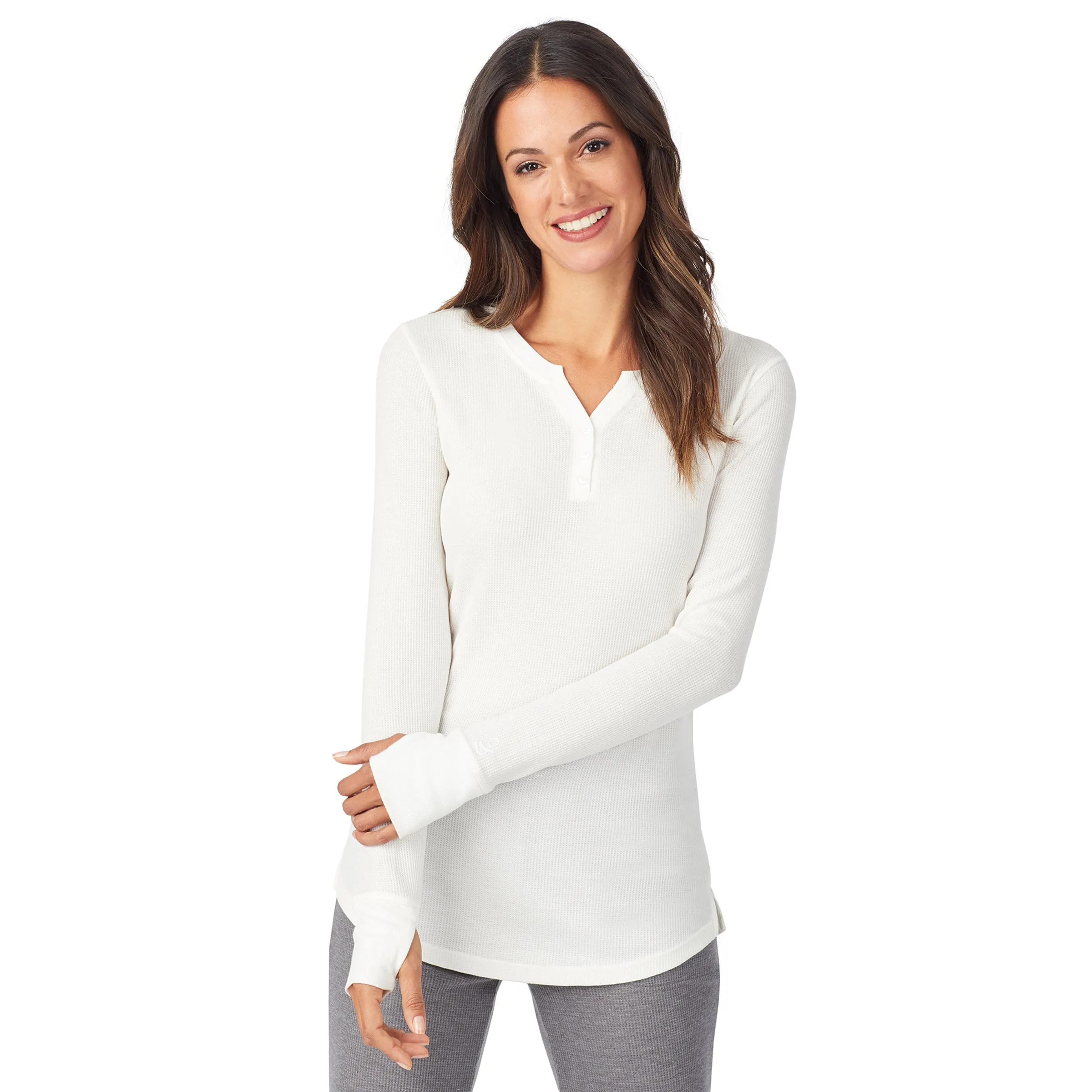 Stretch Thermal Long Sleeve Split V-Neck