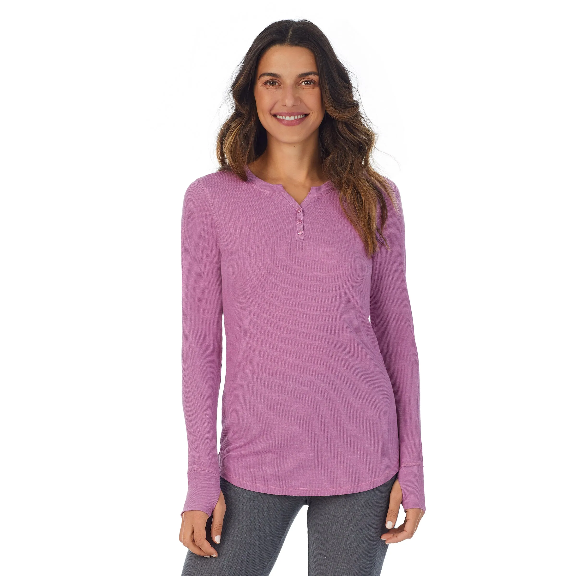 Stretch Thermal Long Sleeve Split V-Neck