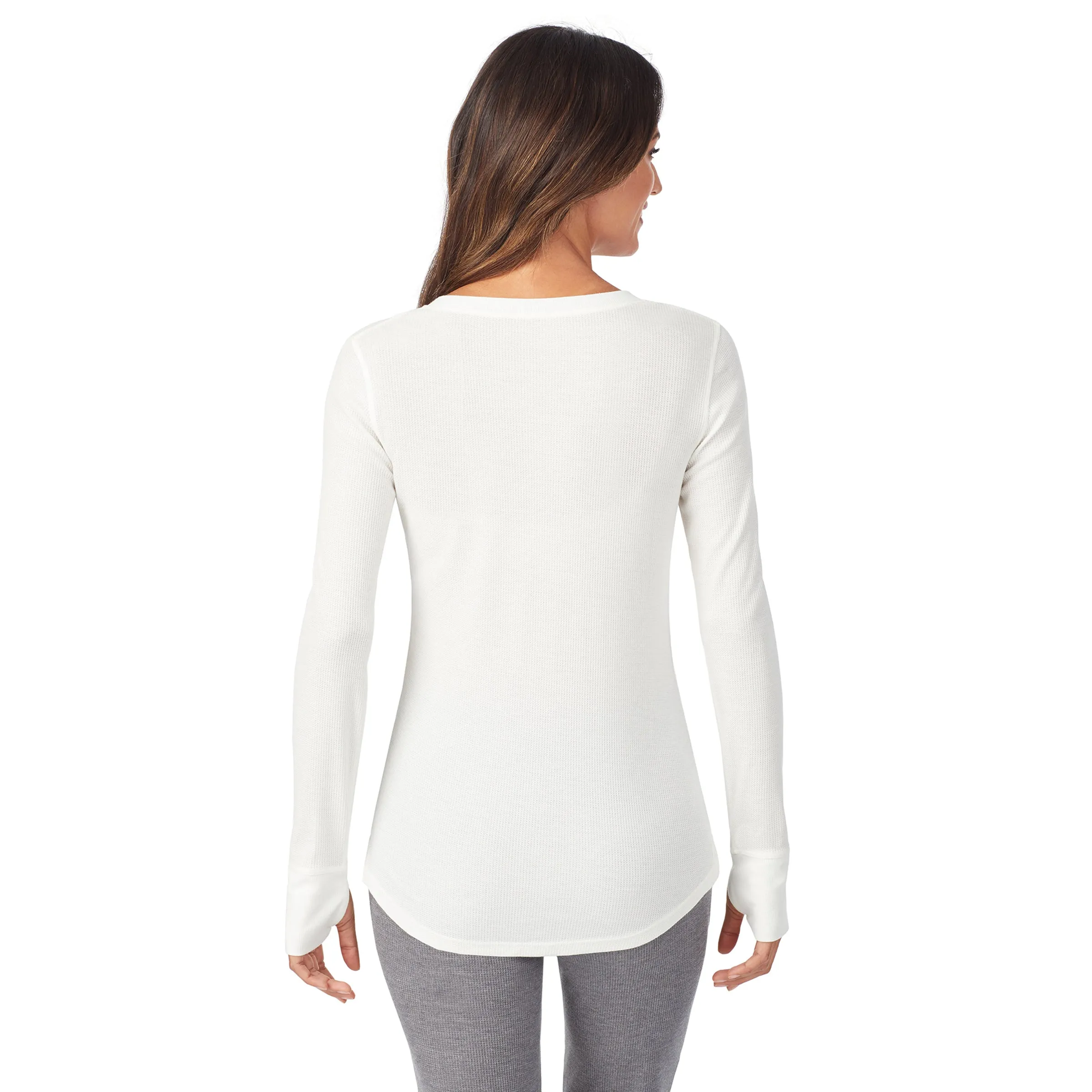 Stretch Thermal Long Sleeve Split V-Neck