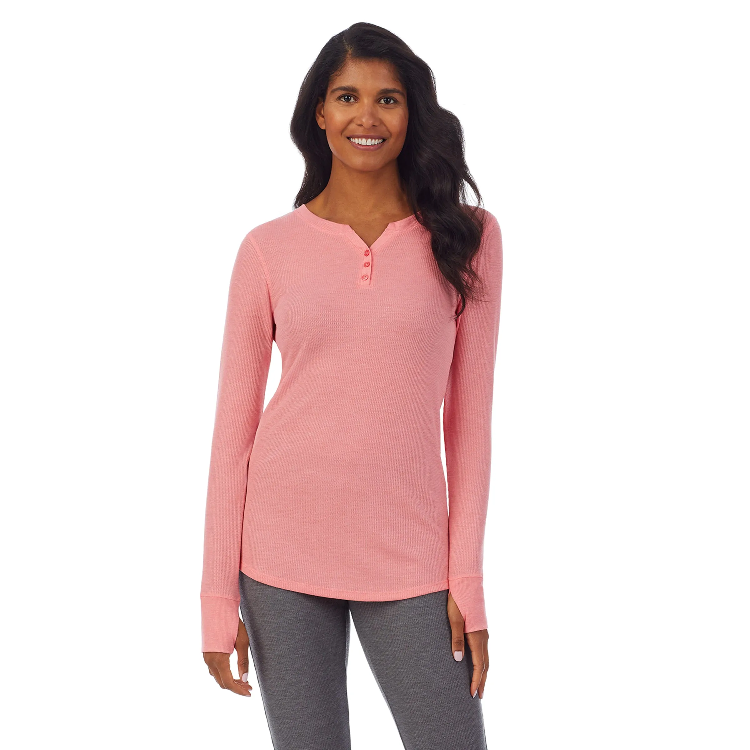 Stretch Thermal Long Sleeve Split V-Neck