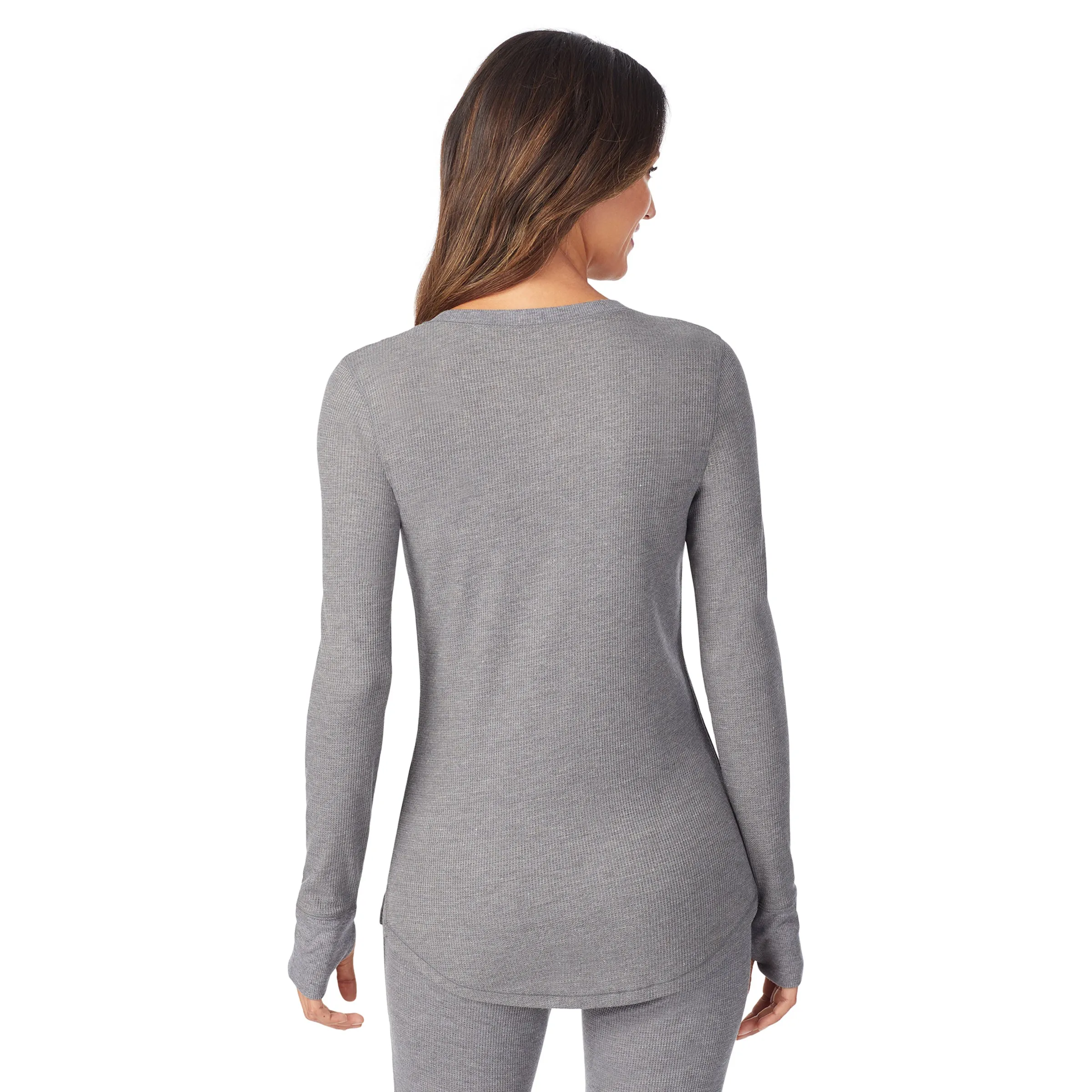 Stretch Thermal Long Sleeve Split V-Neck