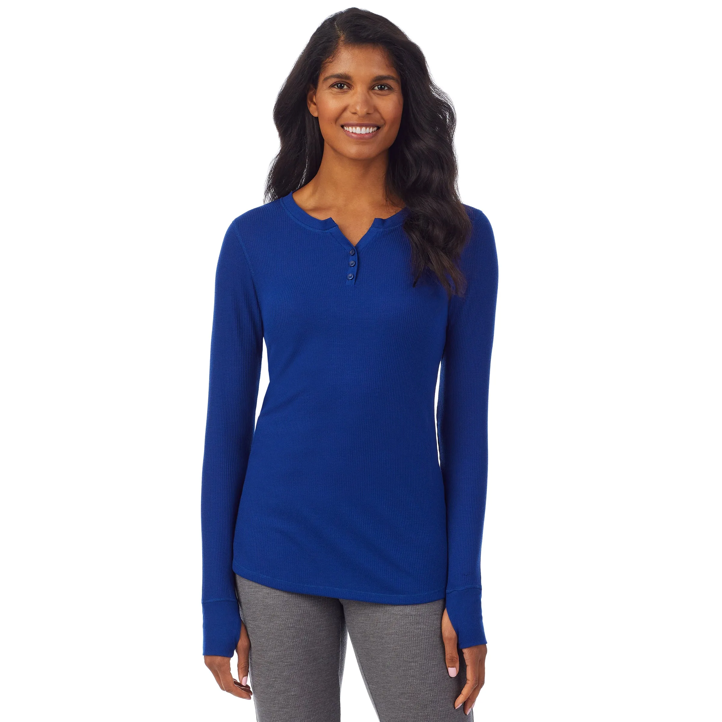 Stretch Thermal Long Sleeve Split V-Neck