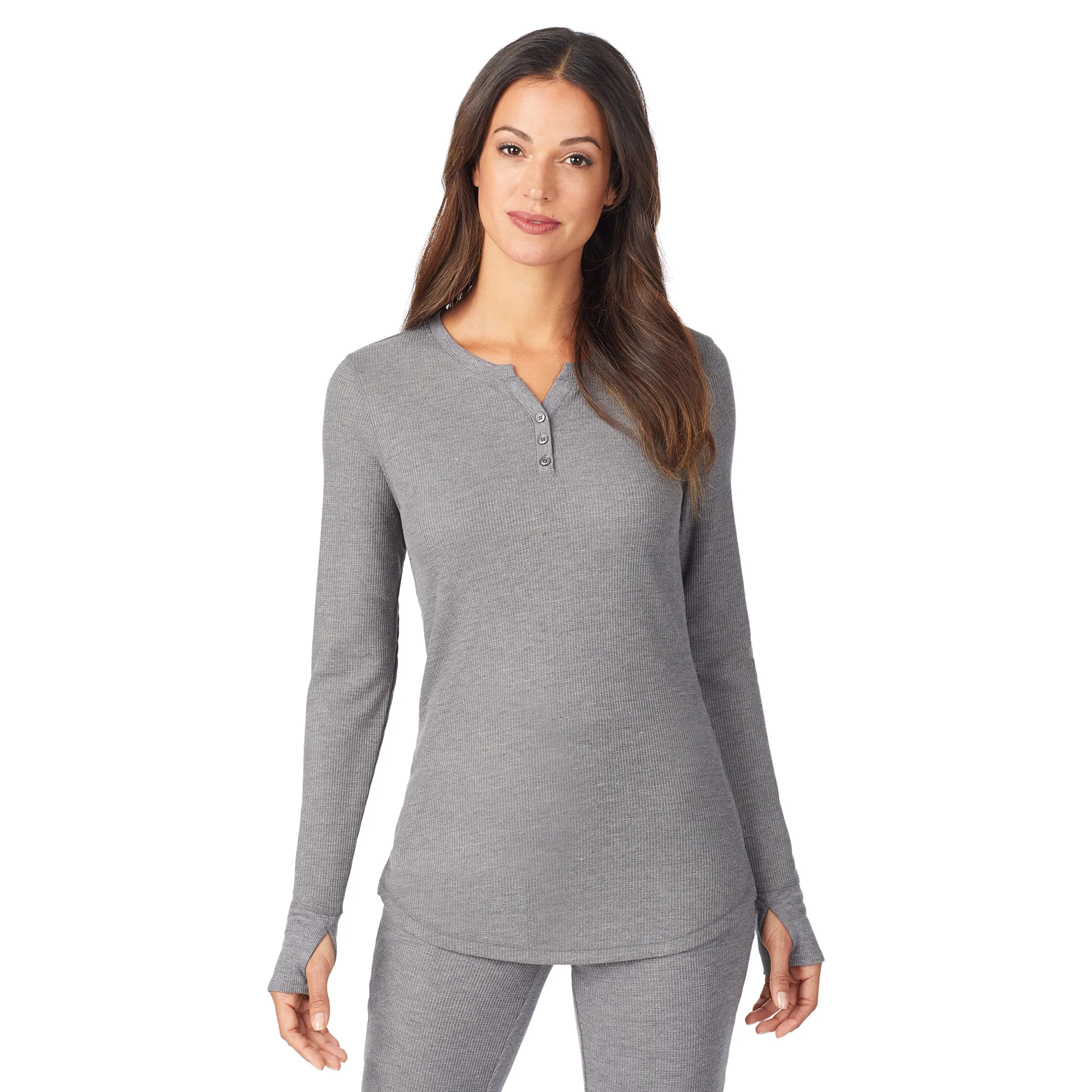 Stretch Thermal Long Sleeve Split V-Neck