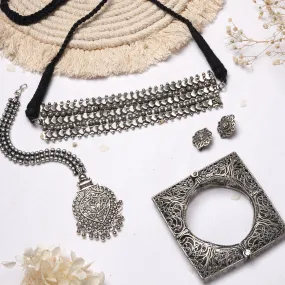 Teejh Dharuna Silver Oxidised Jewelry Gift Set