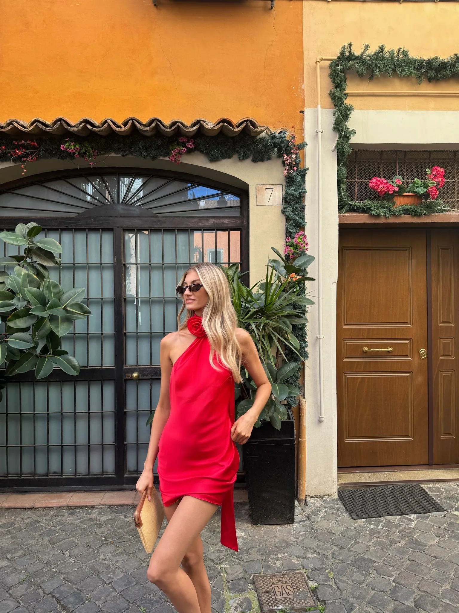 The Sienna Halterneck Dress in Red