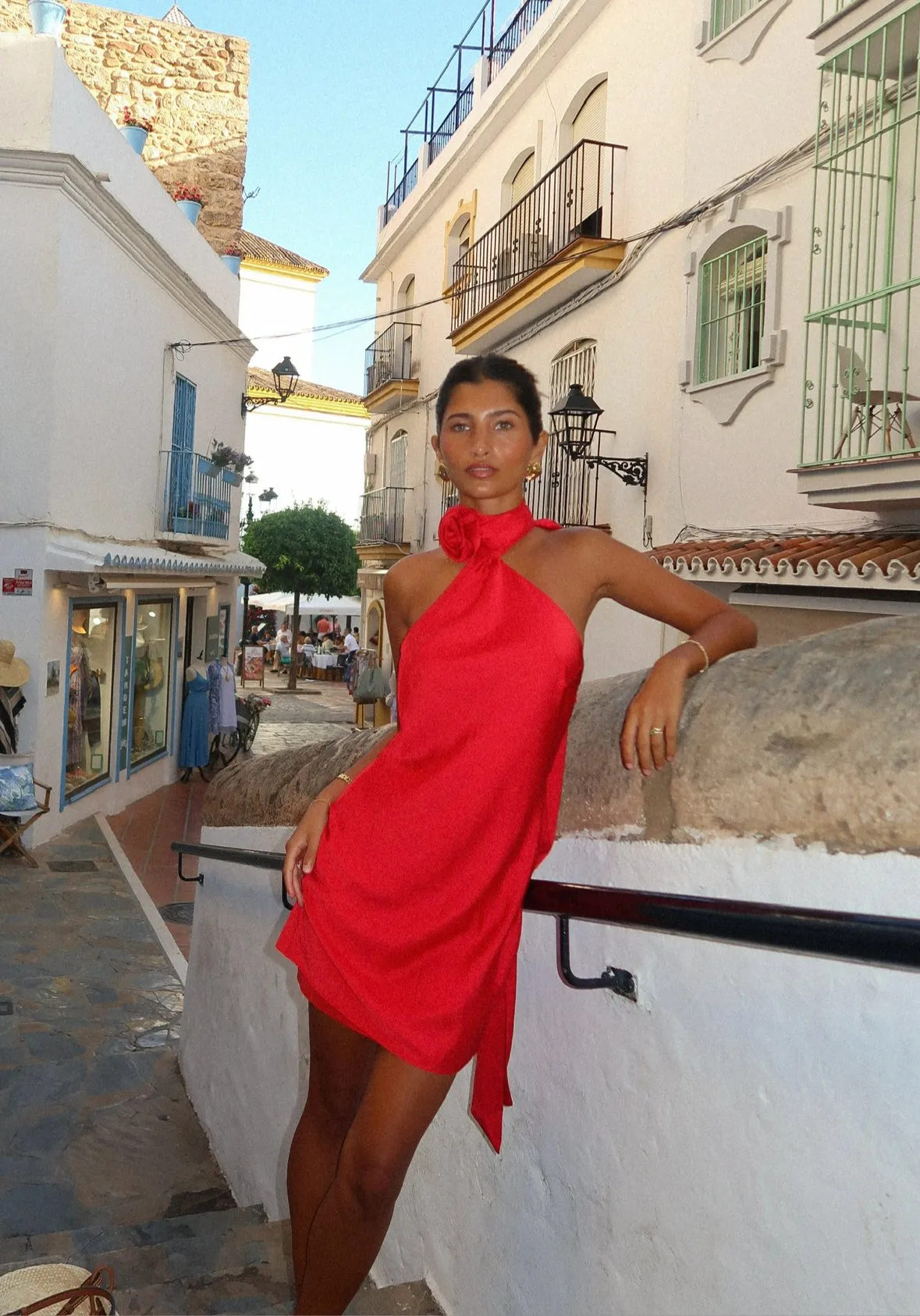 The Sienna Halterneck Dress in Red