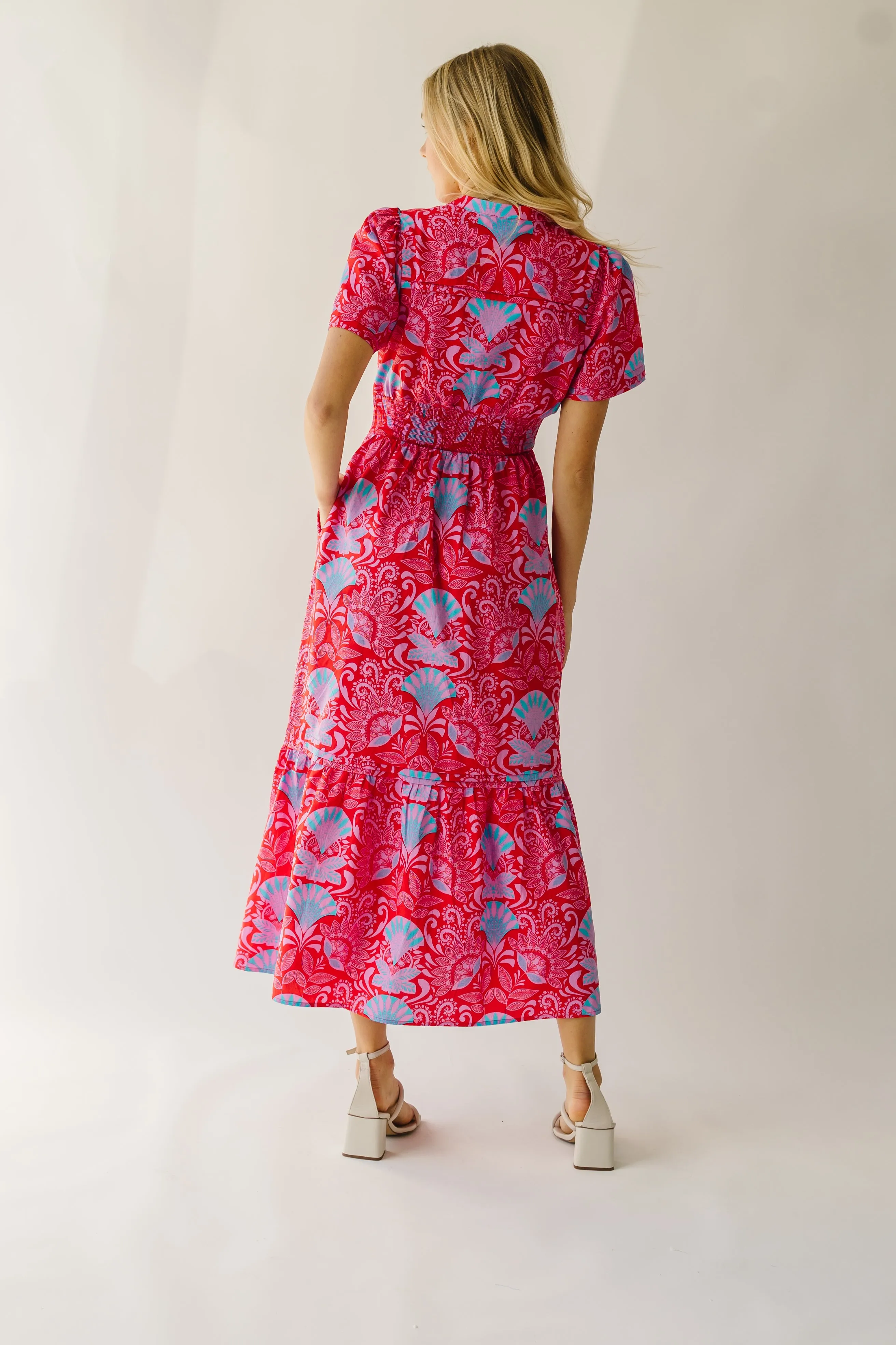 The Stebbins Floral Poplin Maxi Dress in Red   Blue Multi