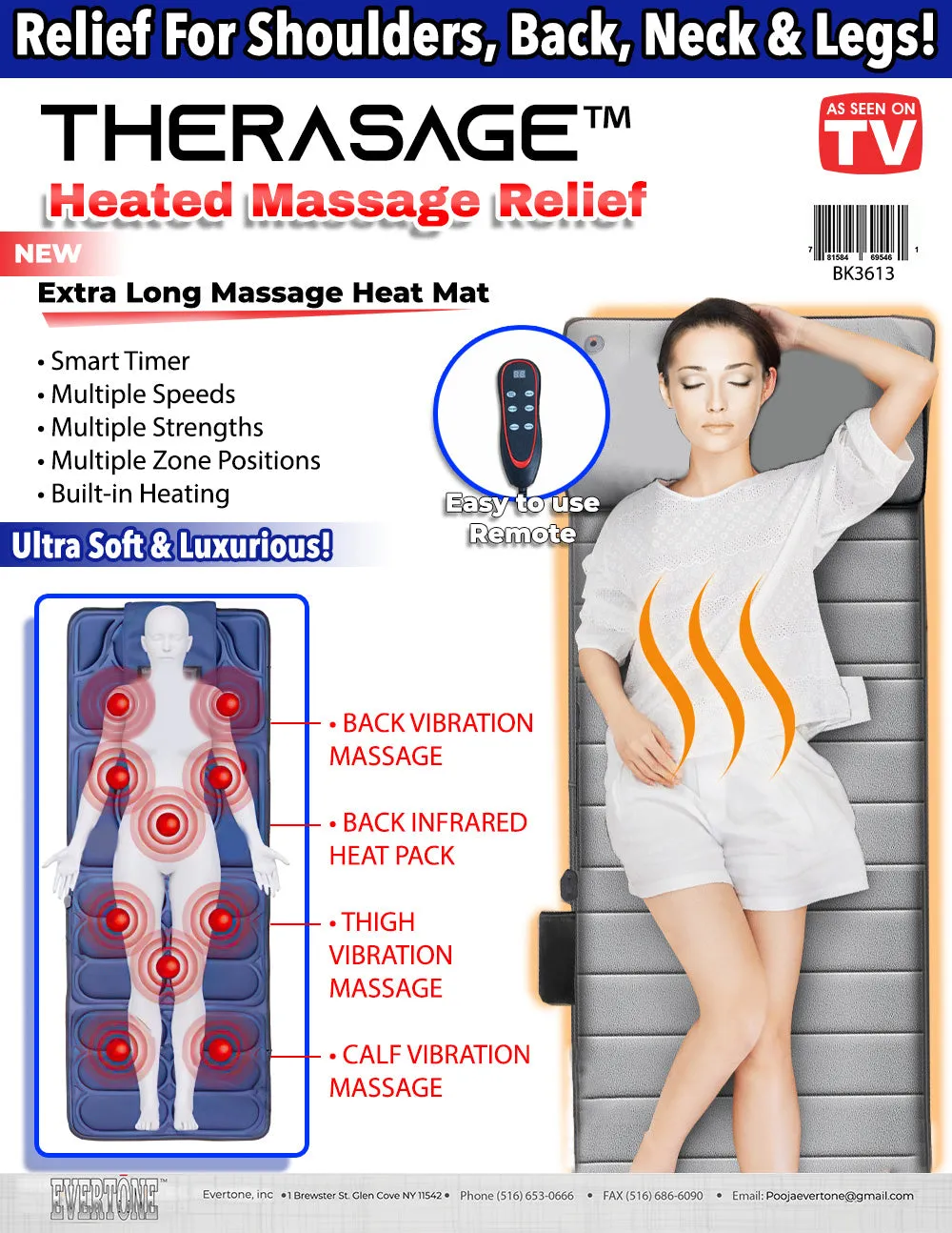 Therasage - Extra Long Heated Massage Mat