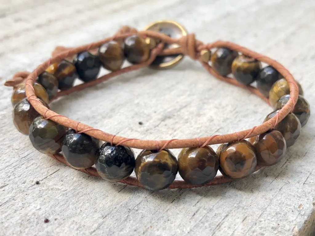 Tigers Eye Bracelet - Tigers Eye Wrap - Tigers Eye Jewelry - Women's Jewelry - Men's Jewelry - Girlfriend's Gift - Brown Bracelet