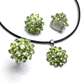 Twirl Leaves Peridot Stones 925 Sterling Silver Jewelry Sey