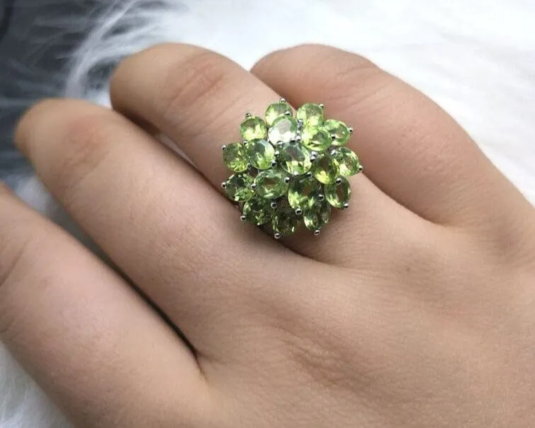 Twirl Leaves Peridot Stones 925 Sterling Silver Jewelry Sey