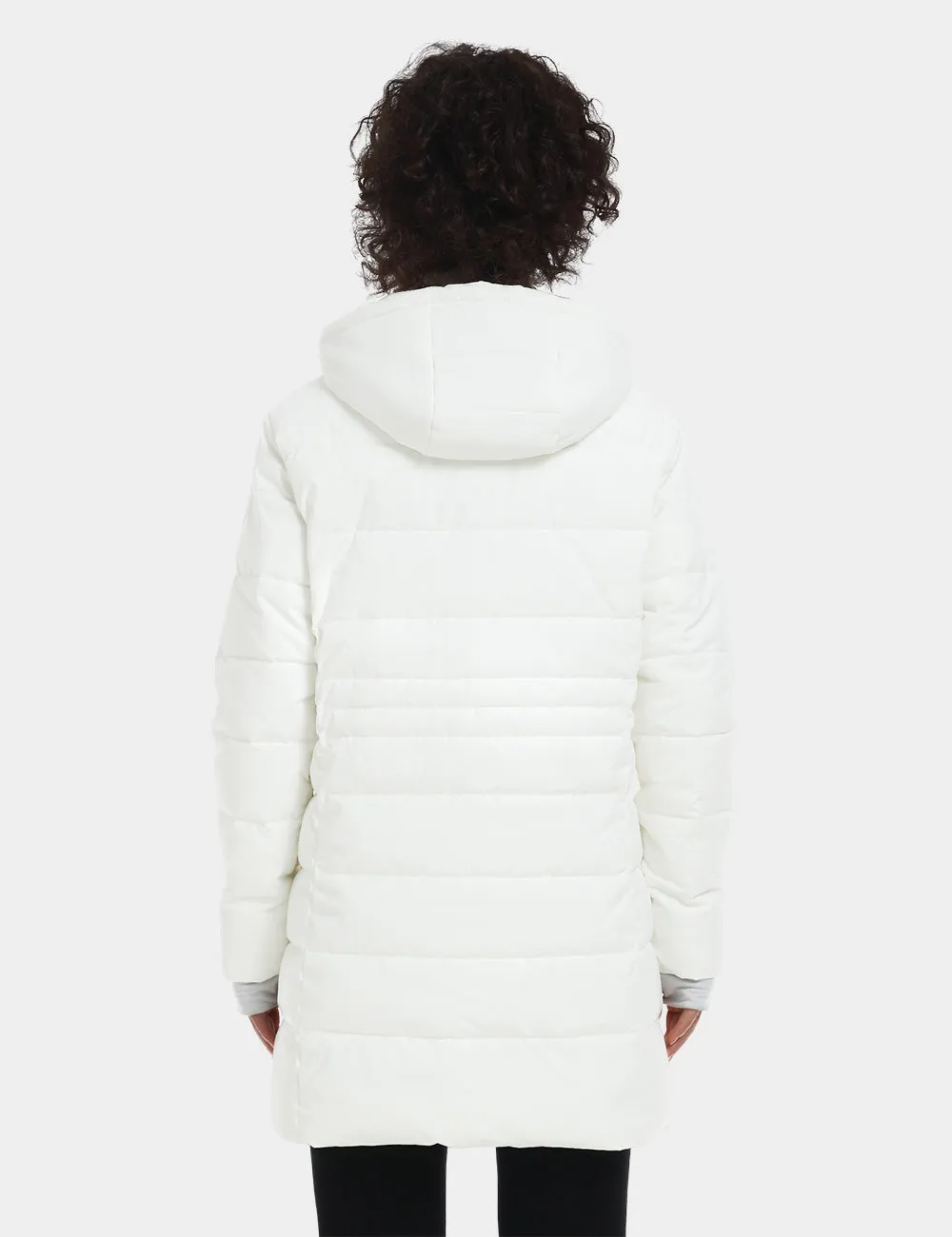 Women's Heated Puffer Parka Jacket - Black/White